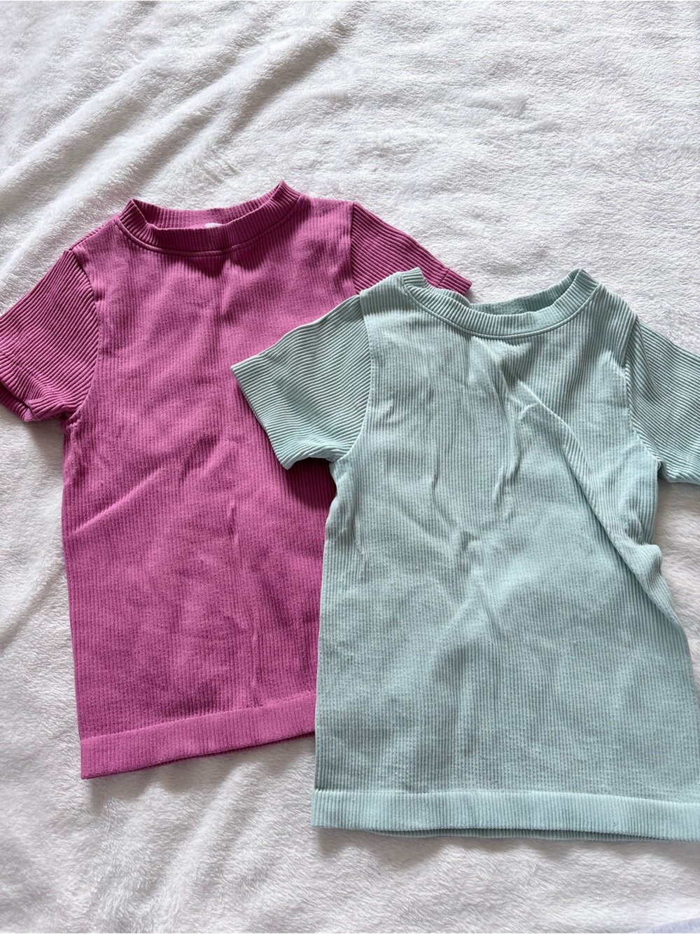 Old Navy Seamless Ribbed Short Sleeve Tops Bundle XS | Pink & Mint